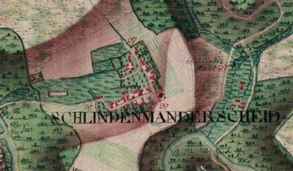 Schlindermanderscheid sur la carte Ferraris de 1776