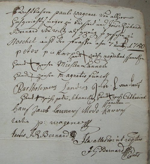 Signatures acte 1750
